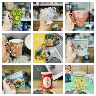Ly cốc gốm, sứ xương hoa văn họa tiết Vintage - Gốm Sứ Nhật Âu