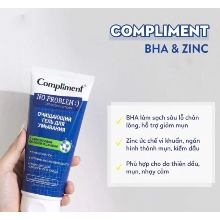 Sữa rửa mặt Compliment No Problem giảm viêm, ngừa mụn - 200ml