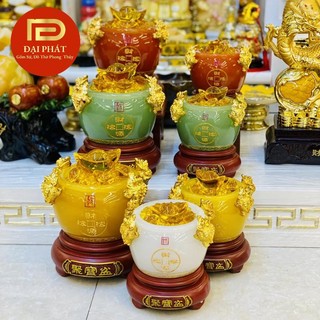 Bát tụ bảo ngọc đại phát, chậu vàng phong thủy, bát ngọc đá onix kích tài lộc để ban thần tài két sắt