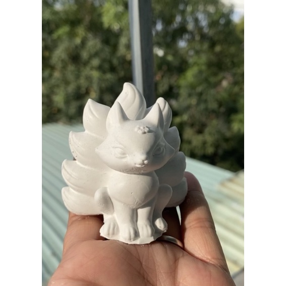 Tượng thạch cao tô màu size mini hồ ly cao cấp