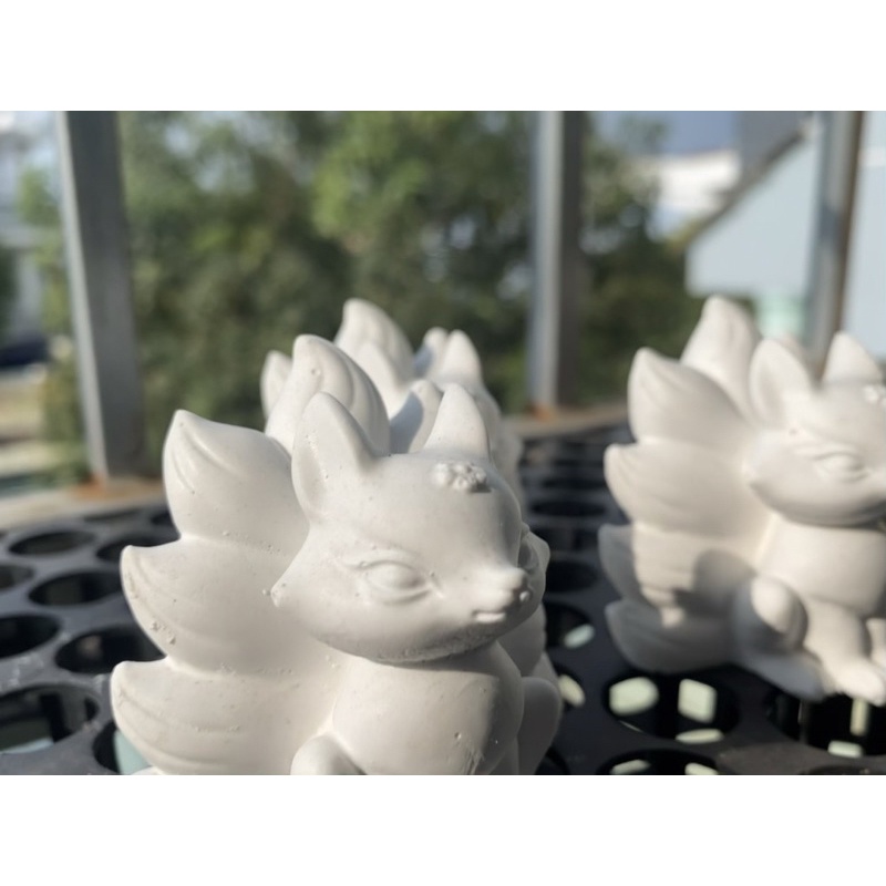 Tượng thạch cao tô màu size mini hồ ly cao cấp