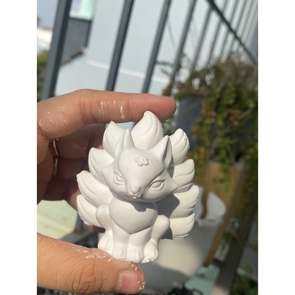 Tượng thạch cao tô màu size mini hồ ly cao cấp