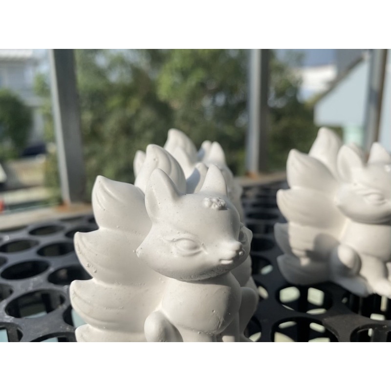 Tượng thạch cao tô màu size mini hồ ly cao cấp