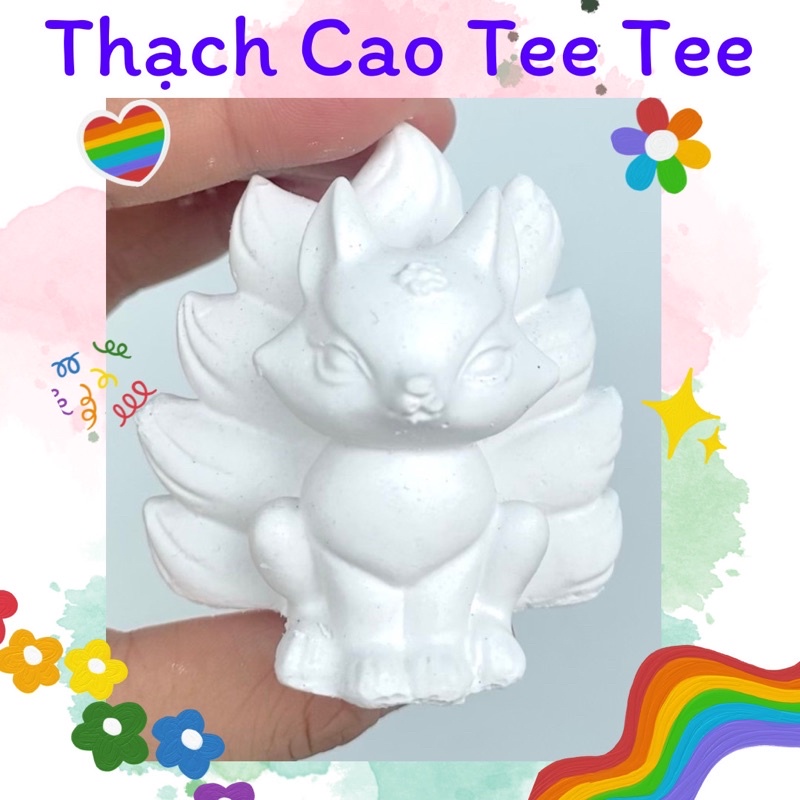 Tượng thạch cao tô màu size mini hồ ly cao cấp