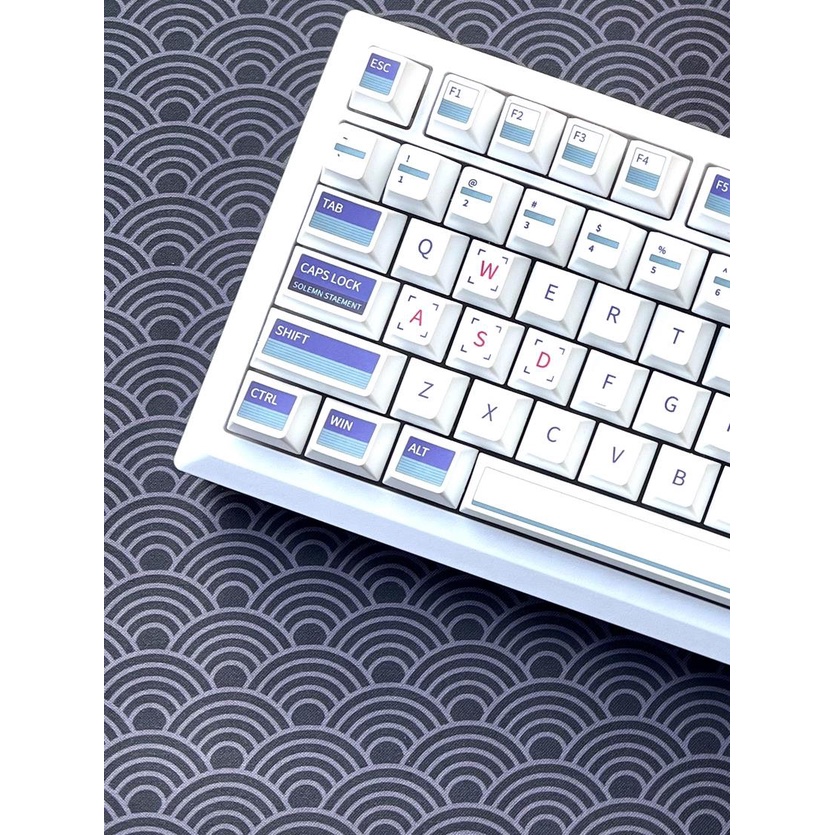 Màu tím ghi chú keycap pbt thăng hoa chiều cao ban đầu bộ lớn phù hợp cho 65/75/98/alice/hhkb