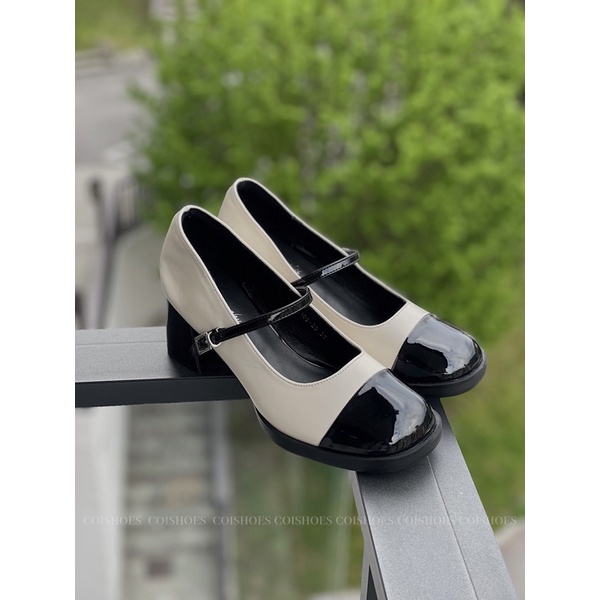Giày mary jane mũi đen - đế cao 6 phân - giày da mềm - CÓI SHOES