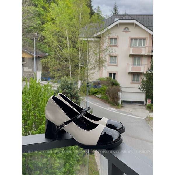 Giày mary jane mũi đen - đế cao 6 phân - giày da mềm - CÓI SHOES
