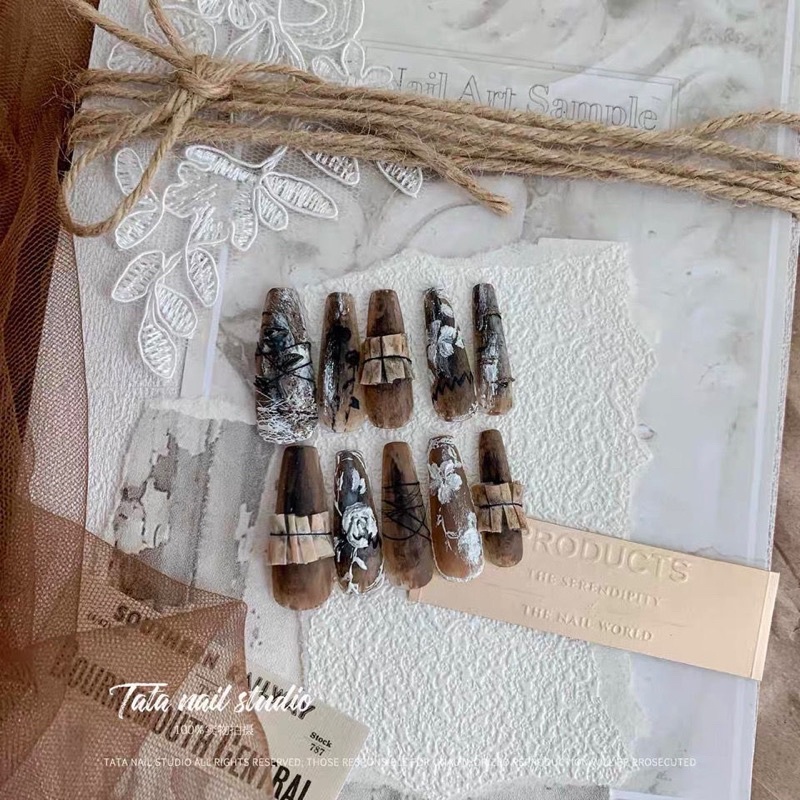 Set bìa báo 3D , Ren Decor chụp ảnh nail siêu xinh