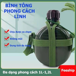 Bình tông nhôm đựng nước dung tích 1l và 2l tiện dụng chất liệu vỏ nhôm an toàn dây đeo