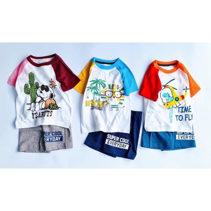 SBN 202 - SET BỘ NGẮN BÉ TRAI Ru Design 2-7T TRẮNG TAY RAGFLAN - XUHASHOPBABY