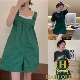 Quần Sooc Yếm - Yếm Váy Kaki Xanh Đậm Hottrend 2022 Freesize Form Rộng HARIQUEEN