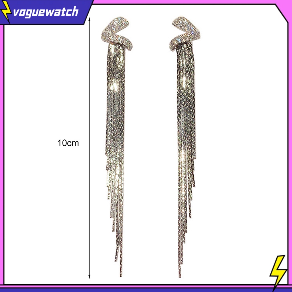 Bông Tai Dáng Dài Phối Tua Rua Lấp Lánh Phong Cách Nhật Hàn Thời Trang Cho Nữ