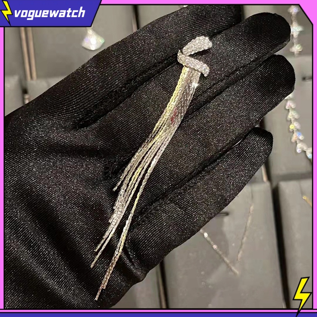 Bông Tai Dáng Dài Phối Tua Rua Lấp Lánh Phong Cách Nhật Hàn Thời Trang Cho Nữ