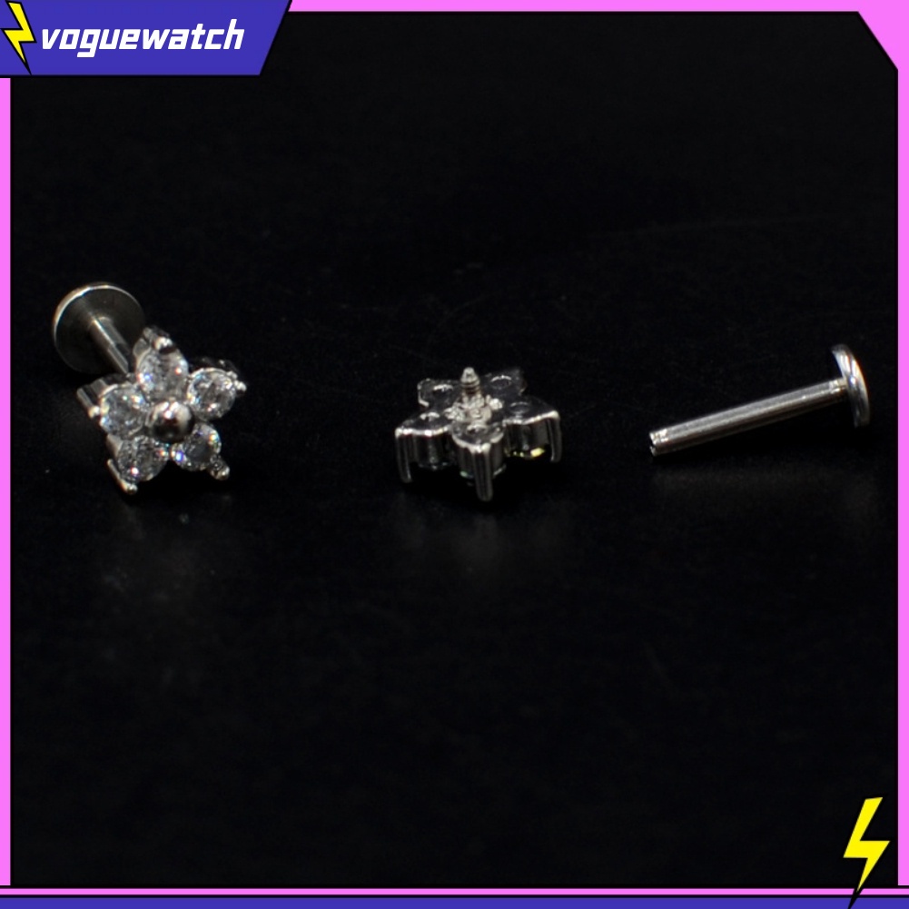 1 Khuyên Tai Thép Titan Đính Đá Opal Nhân Tạo Thời Trang Cho Nữ