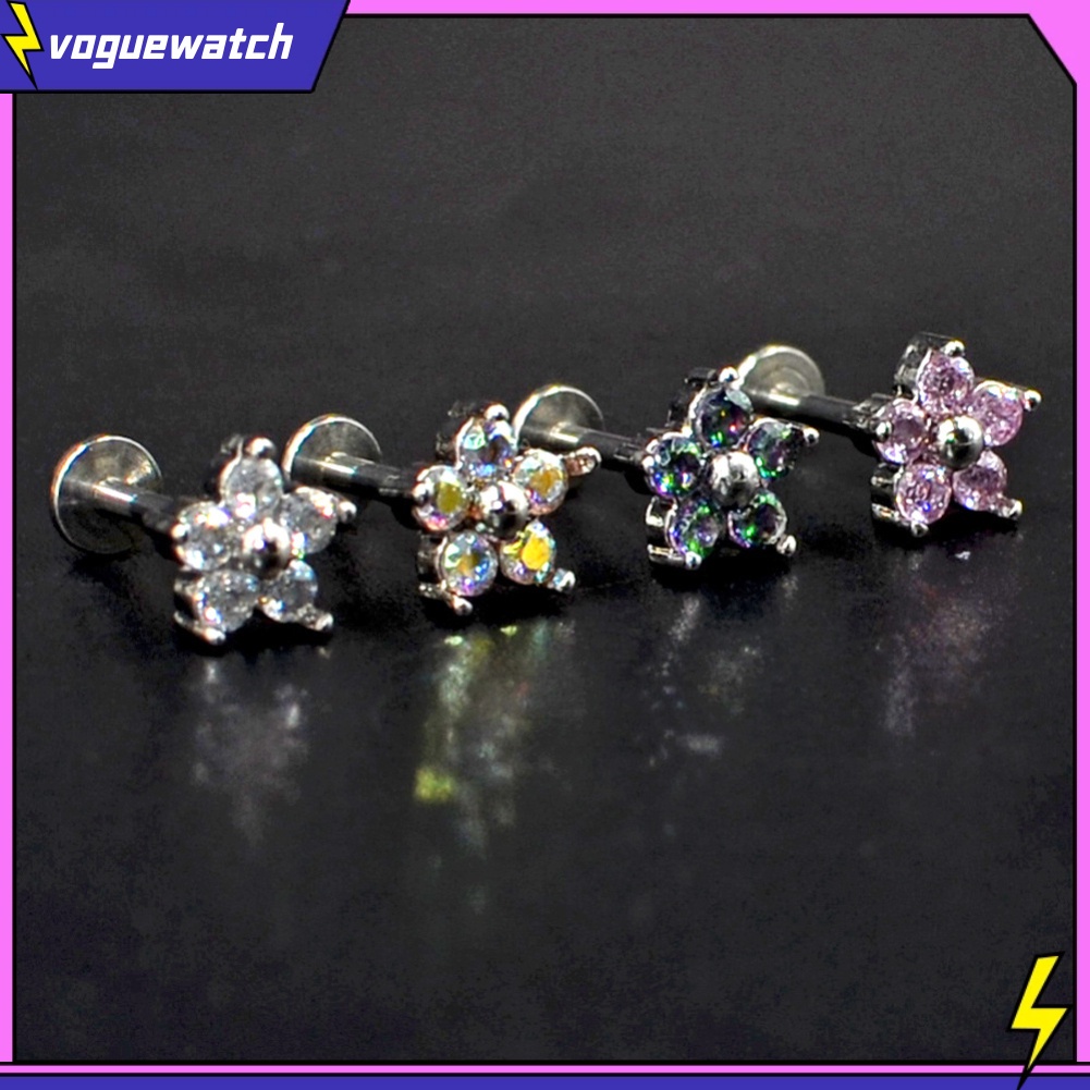 1 Khuyên Tai Thép Titan Đính Đá Opal Nhân Tạo Thời Trang Cho Nữ