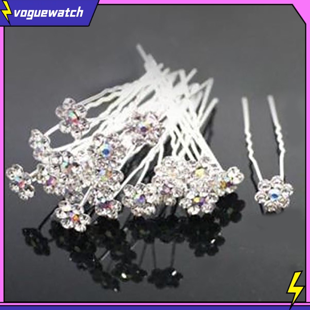 Set 20 trâm cài tóc hình hoa nhỏ đính đá ngọc trai lấp lánh cho trang điểm làm tóc cô dâu