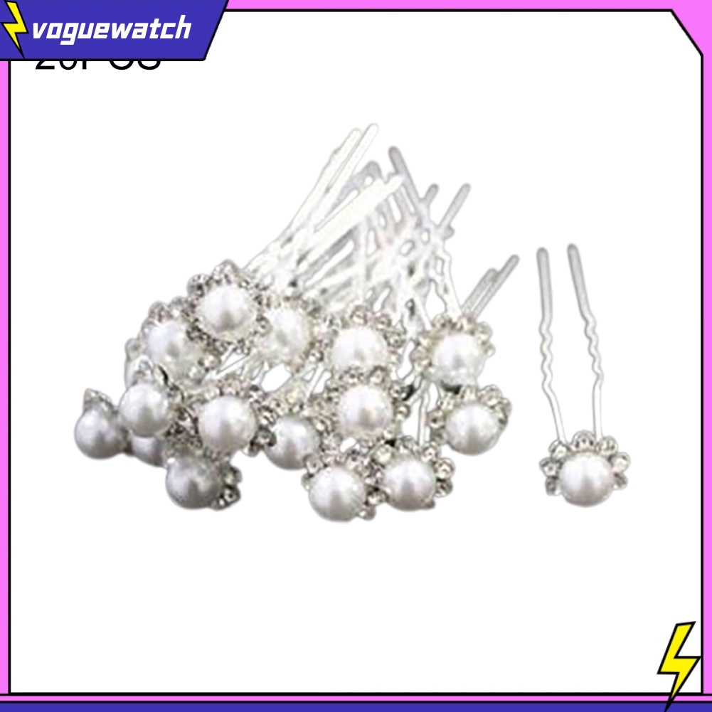 Set 20 trâm cài tóc hình hoa nhỏ đính đá ngọc trai lấp lánh cho trang điểm làm tóc cô dâu