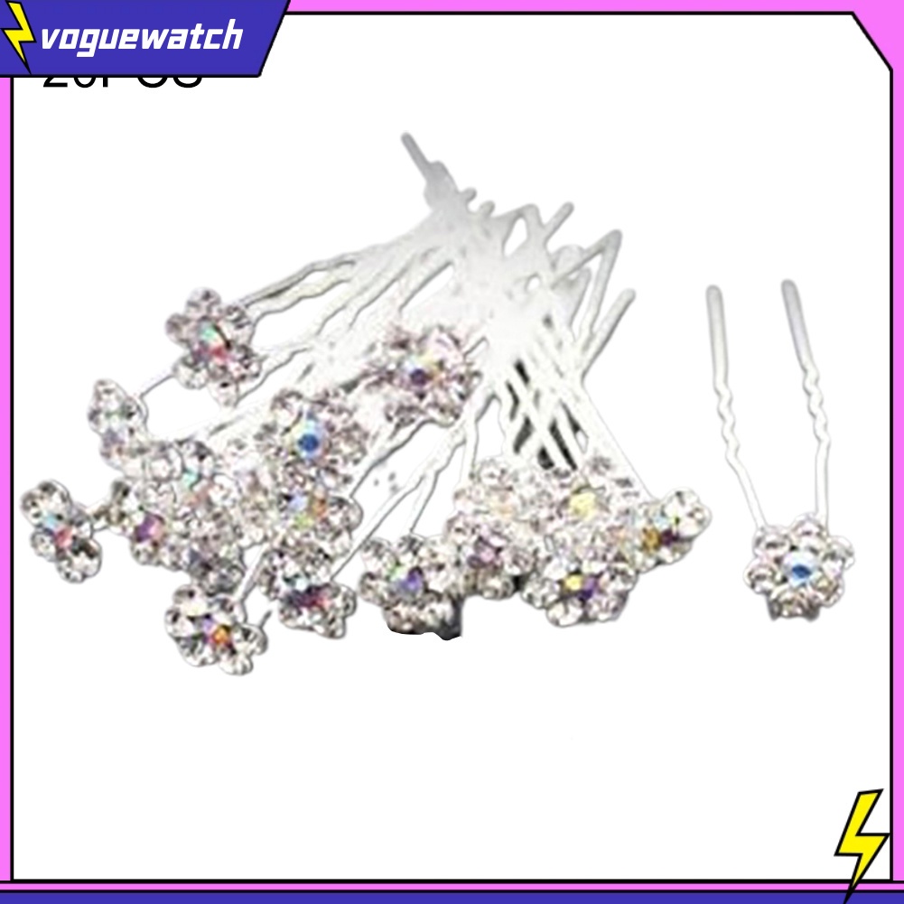 Set 20 trâm cài tóc hình hoa nhỏ đính đá ngọc trai lấp lánh cho trang điểm làm tóc cô dâu