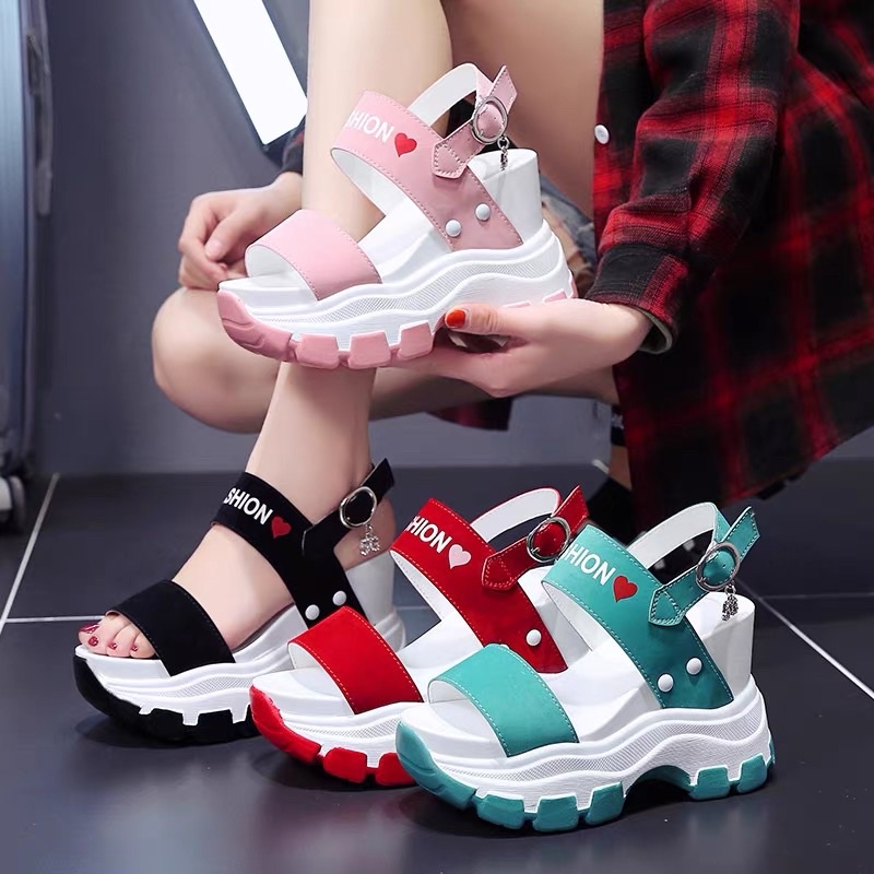 (Sẵn Đen 35) Sandan đế xuồng 10,5cm thời trang nữ