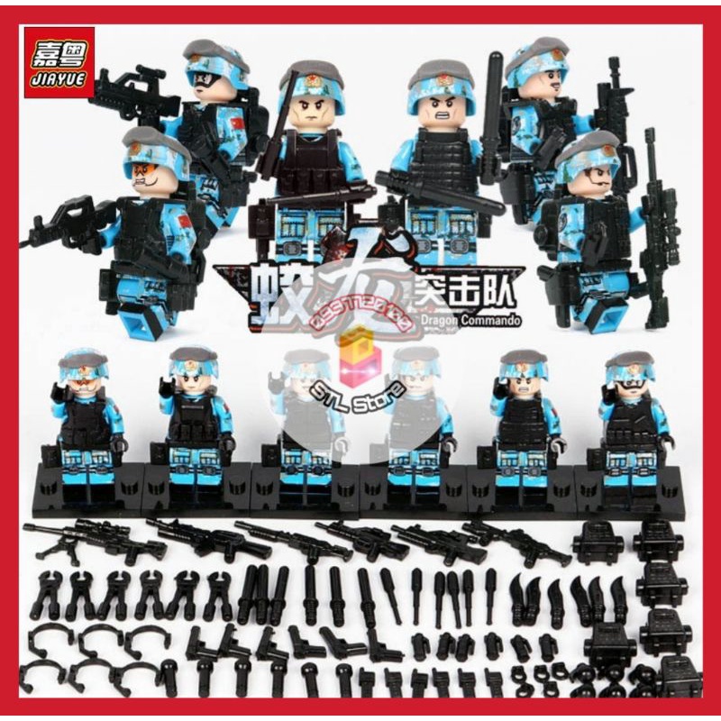 Láp Ráp đồ chơi Minifigure bộ 6 nhân vật hải quân Army và phụ kiện