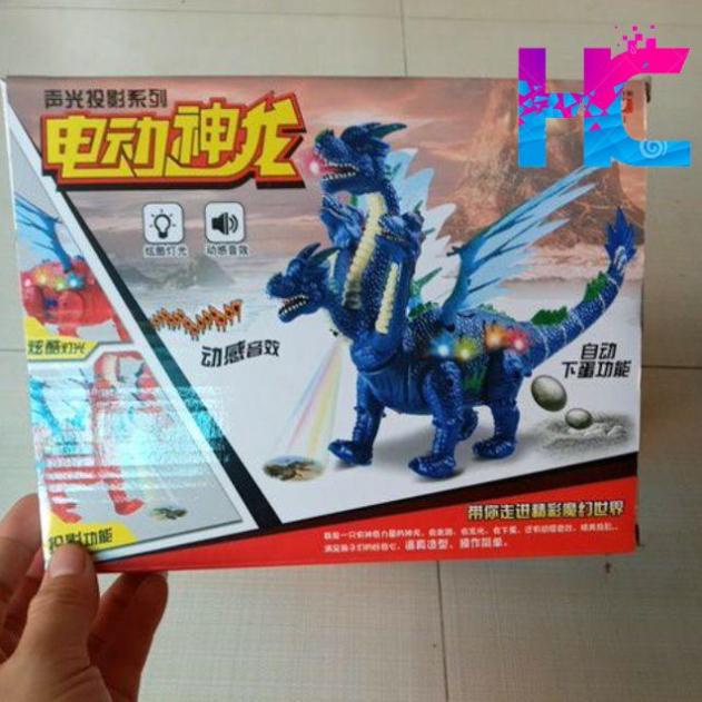 Đồ chơi khủng long 4 đầu - Đẻ trứng, chiếu đèn 3D, có nhạc  - hang_chuan
