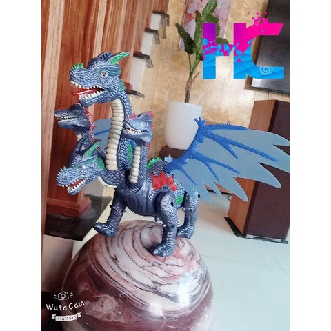 Đồ chơi khủng long 4 đầu - Đẻ trứng, chiếu đèn 3D, có nhạc  - hang_chuan