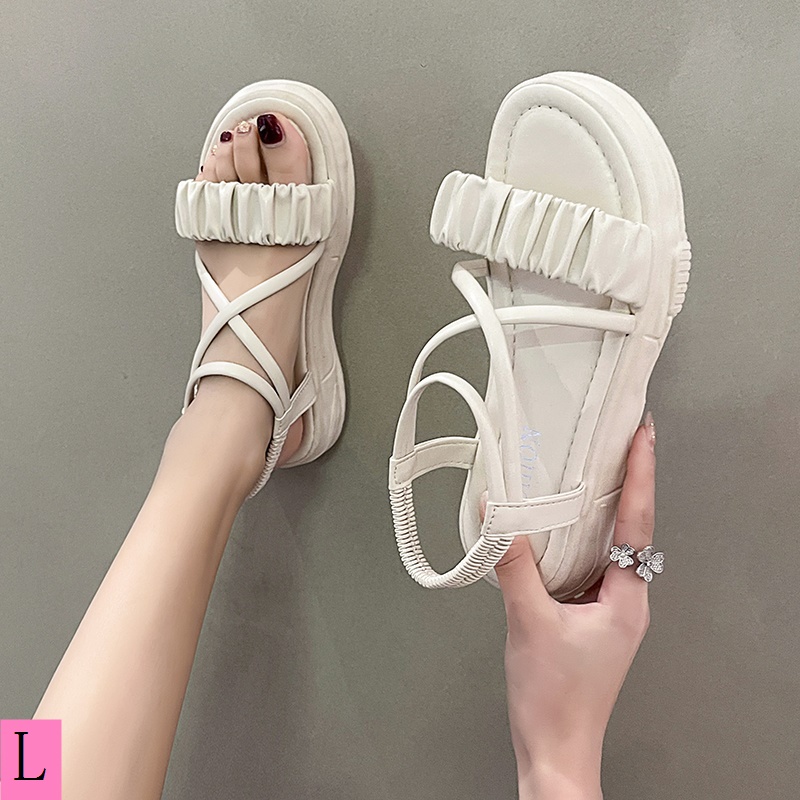 Giày Sandal Đế Bằng Quai Chéo Phong Cách Hàn Quốc Thời Trang Mùa Hè Mới 2023
