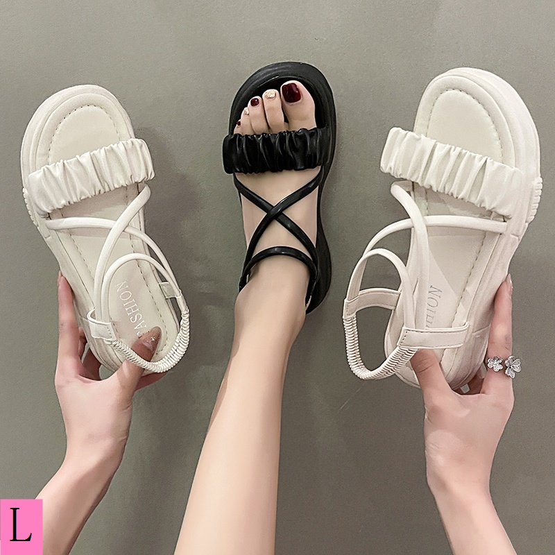 Giày Sandal Đế Bằng Quai Chéo Phong Cách Hàn Quốc Thời Trang Mùa Hè Mới 2023