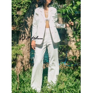 Quần dài ống suông vải Linen, kiểu basic lưng cao tôn dáng