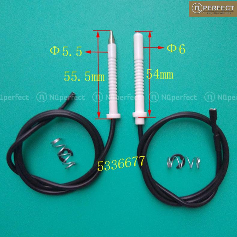 @phukienbepgas- Kim sứ/ Dây kim sứ đánh lửa, cảm biến đa năng bếp gas âm dương dài 38~58cm Ø6 ( có khoen cài định vị )