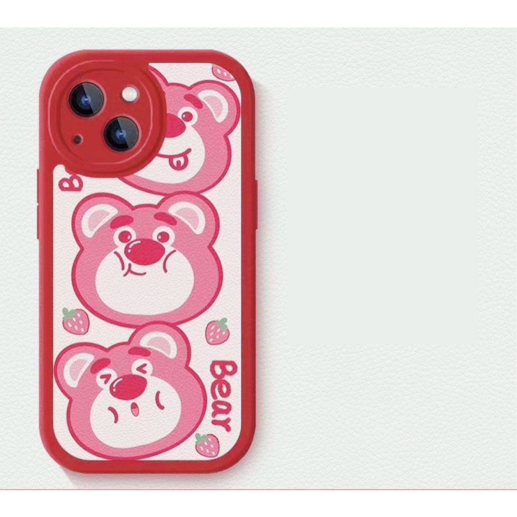 [3 mẫu] Ốp da in hình gấu Lotso 7plus/8/8plus/x/xr/xs/11/12/13/14/pro/max/plus/promax