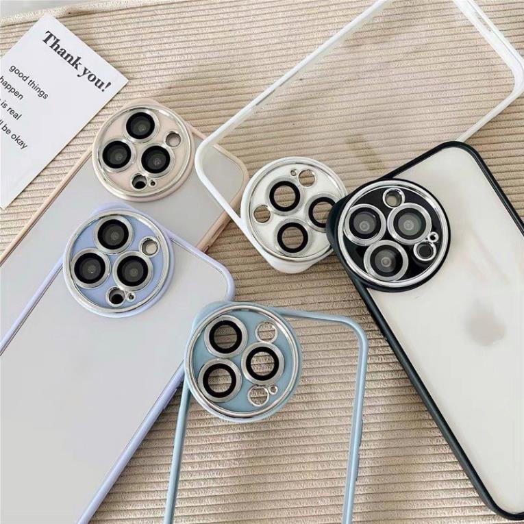 [Xanh Dương - Đen - Trắng] Ốp lưng trong viền camera tròn cao cấp 7plus/8plus/x/xs/xsmax/11/12/13/14/pro/max/plus/promax
