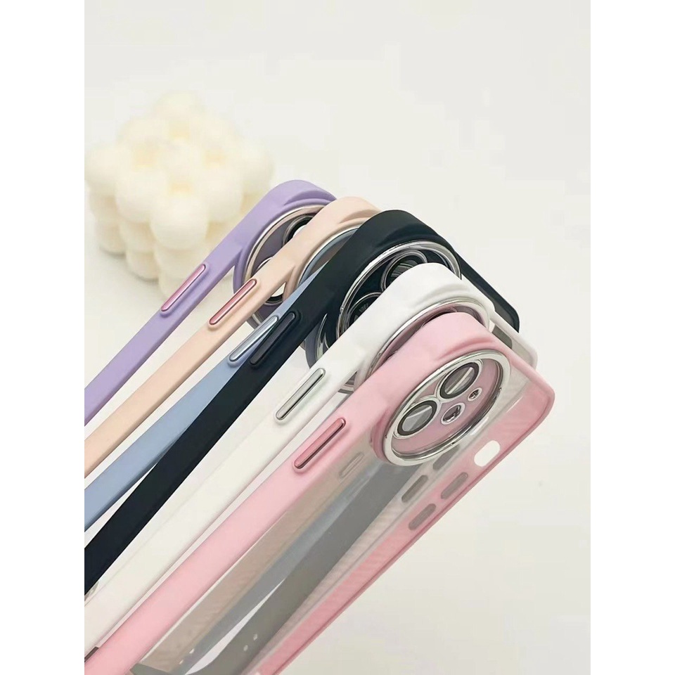 [Xanh Dương - Đen - Trắng] Ốp lưng trong viền camera tròn cao cấp 7plus/8plus/x/xs/xsmax/11/12/13/14/pro/max/plus/promax