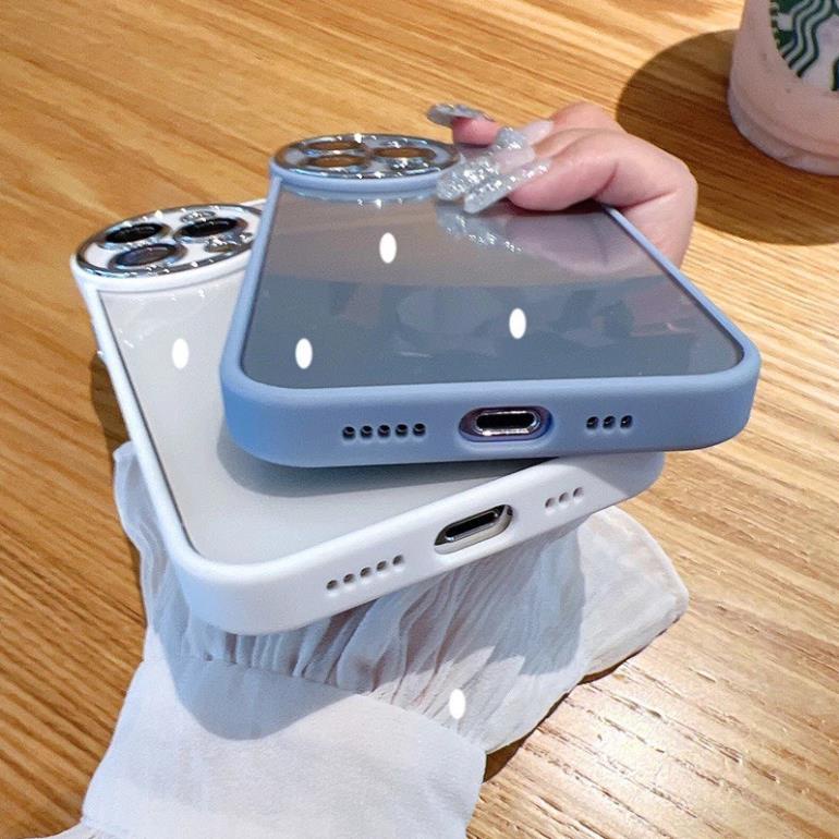 [Xanh Dương - Đen - Trắng] Ốp lưng trong viền camera tròn cao cấp 7plus/8plus/x/xs/xsmax/11/12/13/14/pro/max/plus/promax