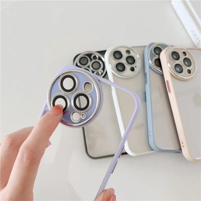 [Hồng - Tím] Ốp lưng trong viền camera tròn cao cấp 7plus/8plus/x/xs/xsmax/11/12/13/14/pro/max/plus/promax