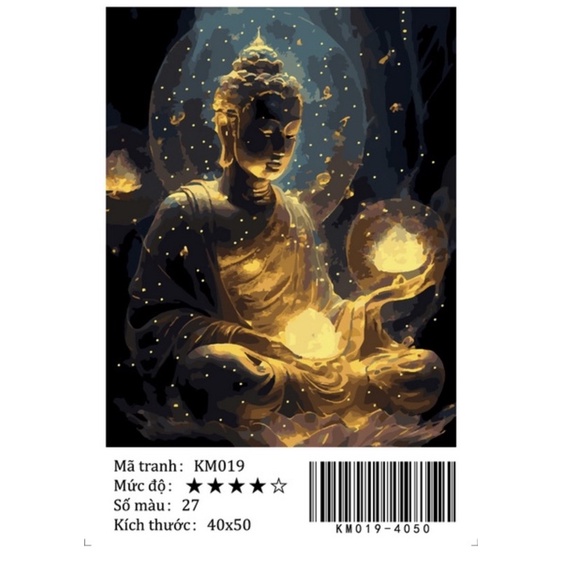 Tranh tô màu số hoá phật trên đài sen (40x50)