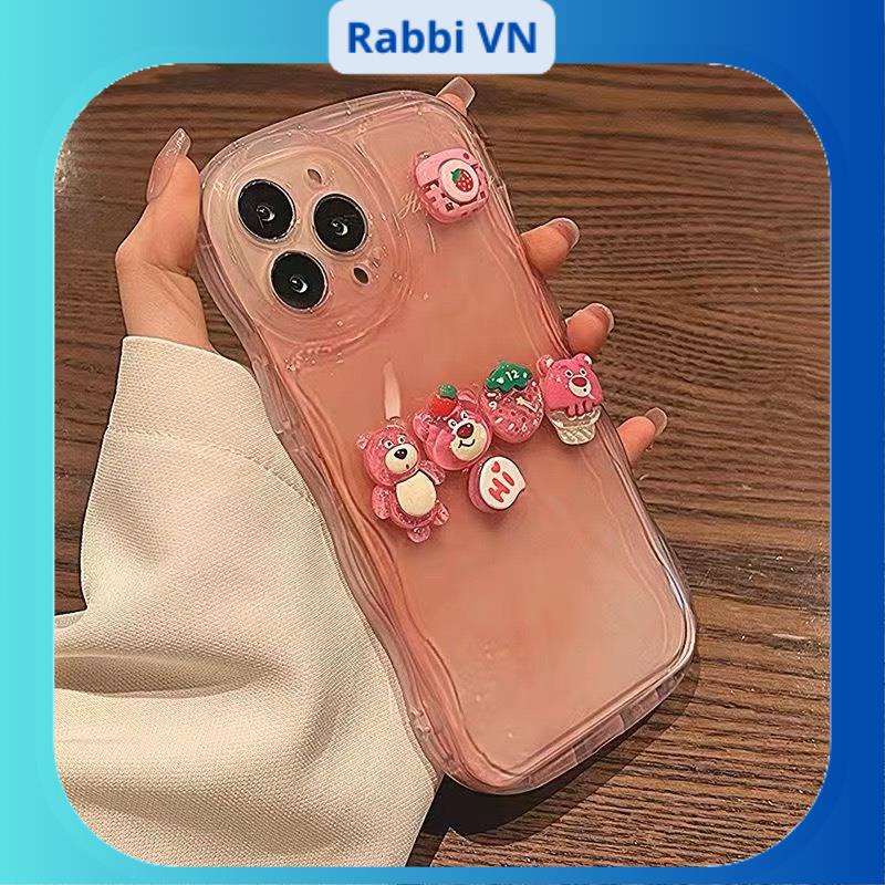 Ốp sóng loang gắn Stick gấu dâu 7plus/8plus/x/xs/xsmax/11/12/13/14/pro/max/plus/promax