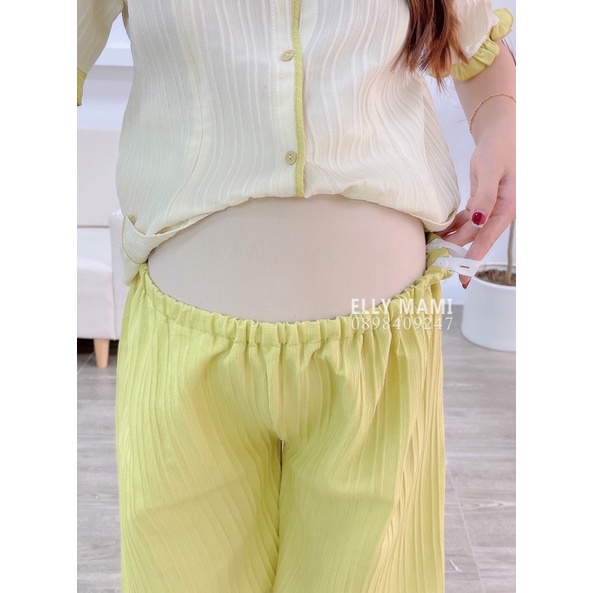 ( 40kg - 85kg ) Đồ Bộ Bầu Và Sau Sinh Cổ Bèo Lửng ,  Gấu Nơ , Đũi Gân , Nhiều Màu Form Dễ Mặc , Siêu Mát Nhẹ Tênh