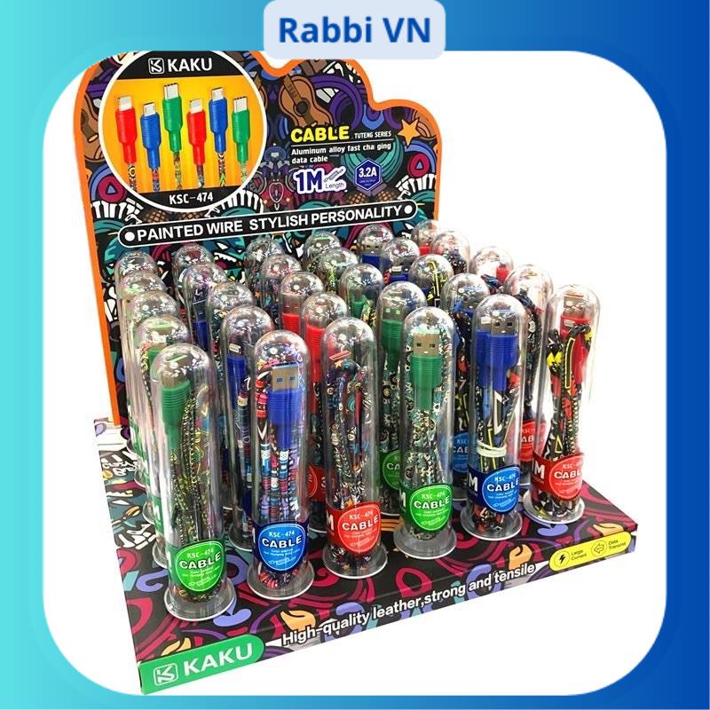Cáp sạc ống nghiệm chất lượng cao cấp màu sắc đa dạng KSC 474 hàng chính hãng KAKU