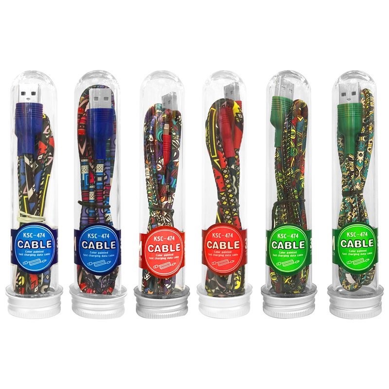 Cáp sạc ống nghiệm chất lượng cao cấp màu sắc đa dạng KSC 474 hàng chính hãng KAKU