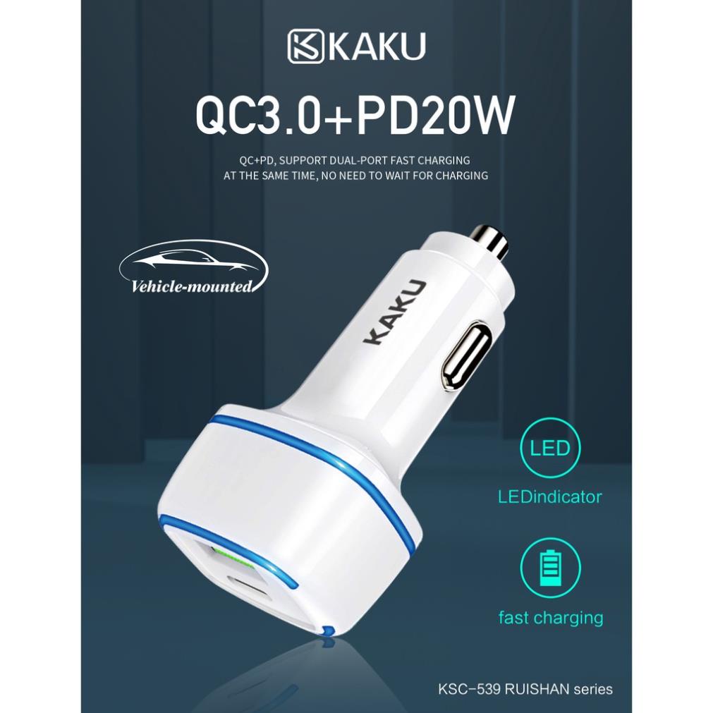 Tẩu sạc nhanh PD dùng trên ô tô hoặc xe SH chính hãng KAKU mã KSC - 539