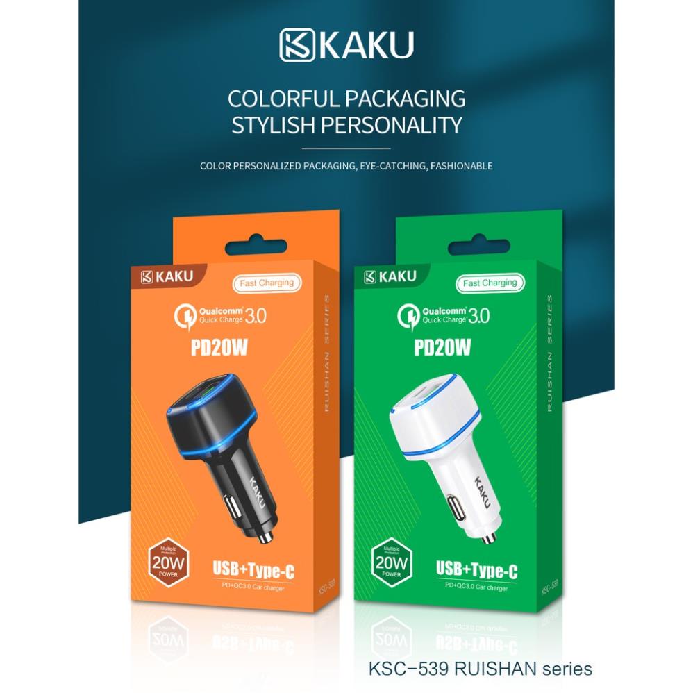 Tẩu sạc nhanh PD dùng trên ô tô hoặc xe SH chính hãng KAKU mã KSC - 539