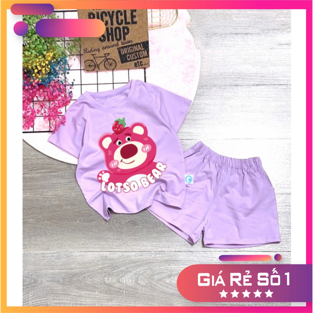 Bộ đồ bé gái-mẫu gấu dâu lotso bear DUI05 chất vải mát thấm hơi mồ hôi-mã DUI05 -NAM KIDS