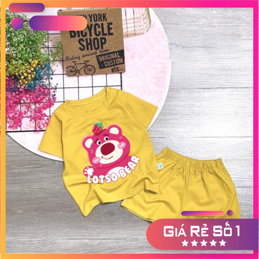 Bộ đồ bé gái-mẫu gấu dâu lotso bear DUI05 chất vải mát thấm hơi mồ hôi-mã DUI05 -NAM KIDS