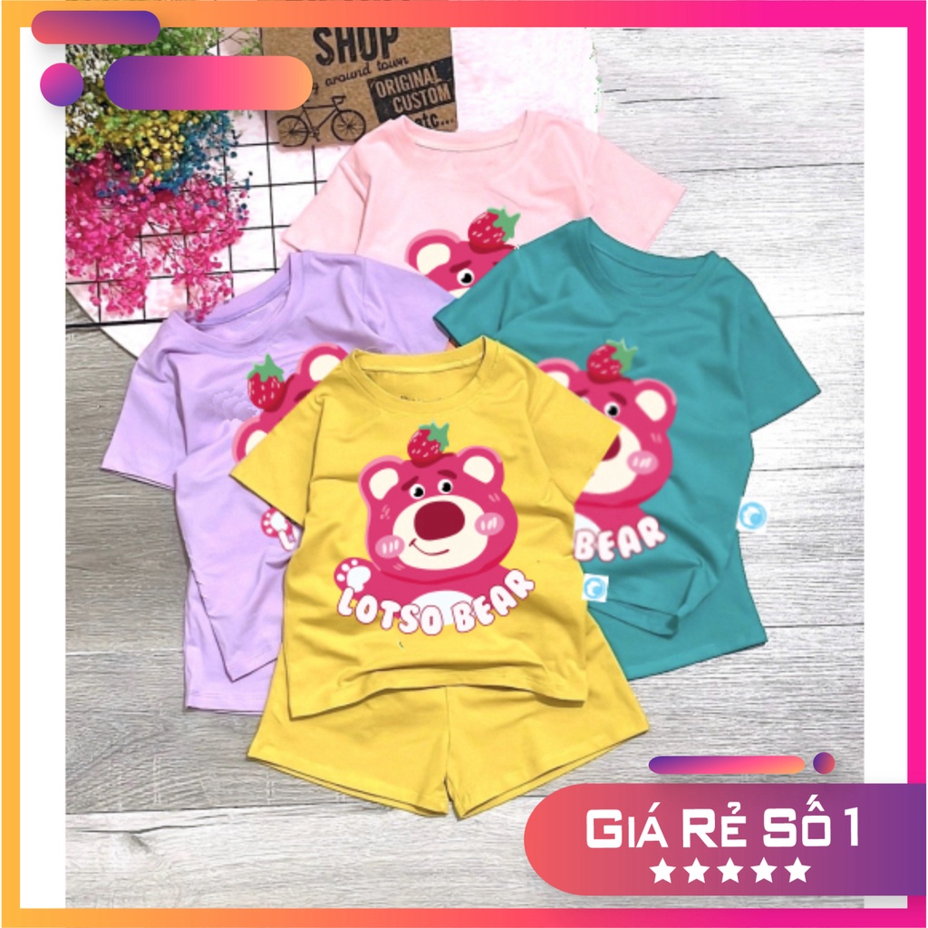 Bộ đồ bé gái-mẫu gấu dâu lotso bear DUI05 chất vải mát thấm hơi mồ hôi-mã DUI05 -NAM KIDS