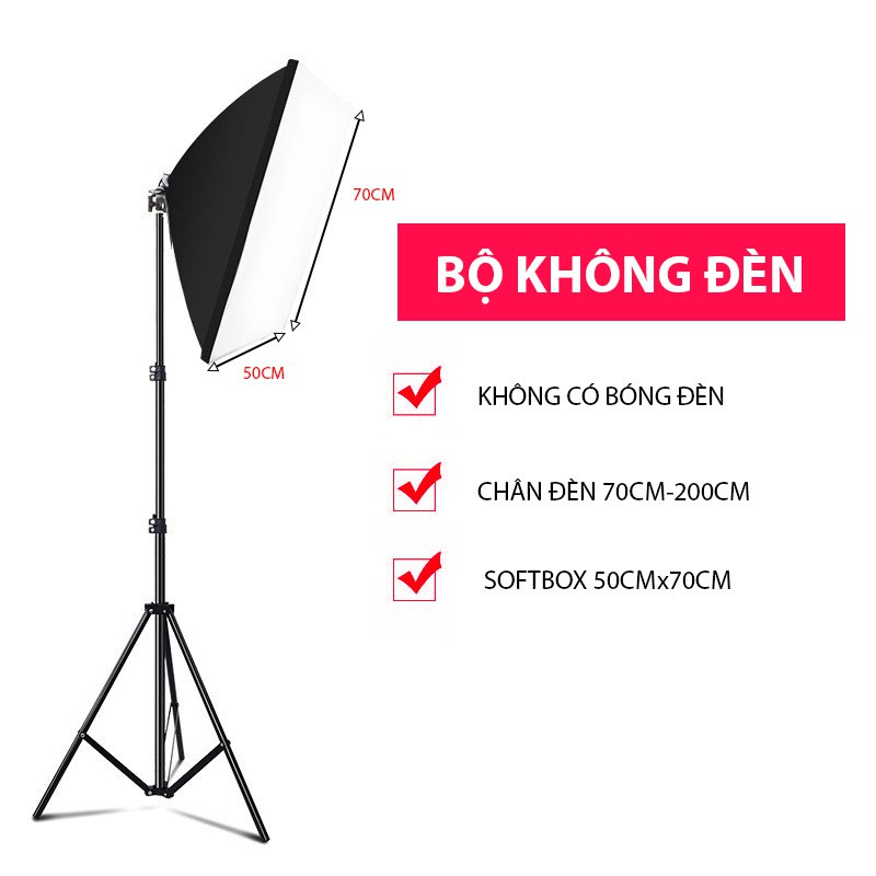 Đèn chụp ảnh, quay phim, Livestream kèm chân tripod cao 2m1 softbox 50x70cm - PNX Lighting