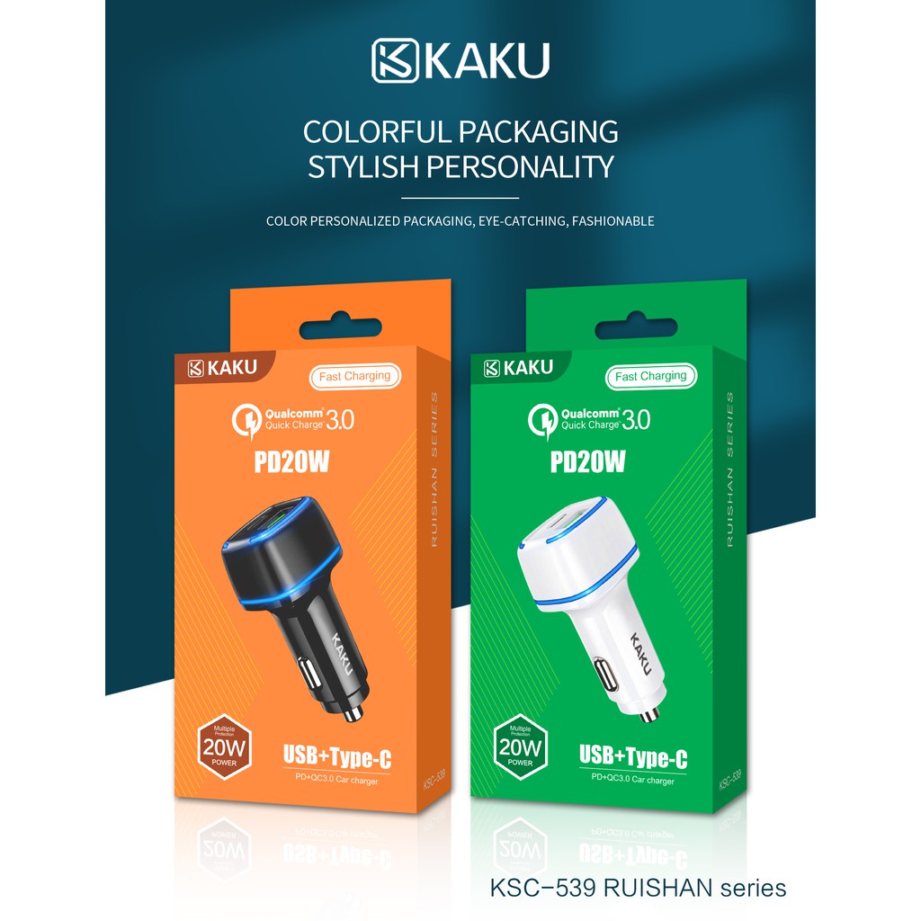 Tẩu sạc nhanh PD dùng trên ô tô hoặc xe SH chính hãng KAKU mã KSC - 539