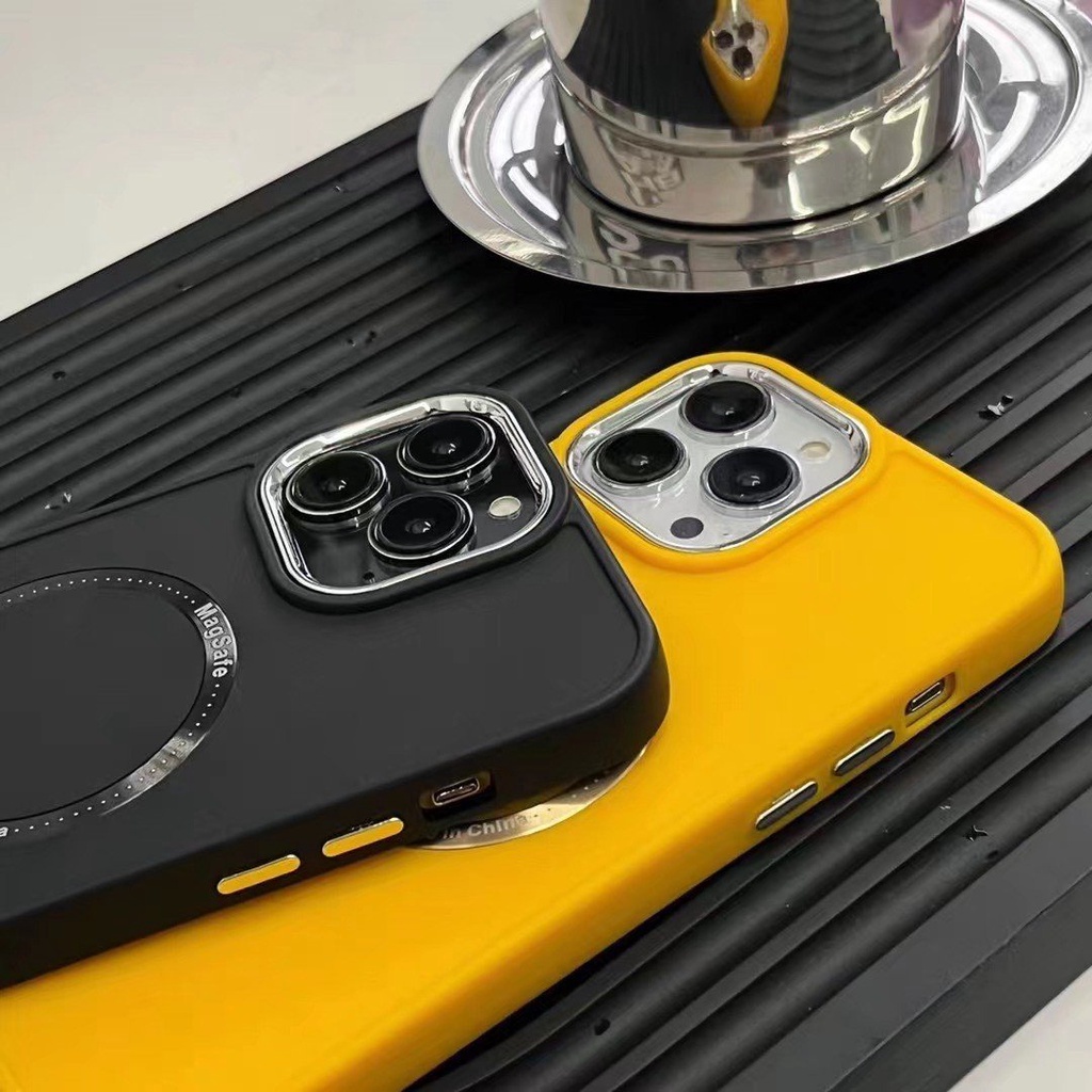 [ Xanh Lá, Vàng, Đen] Ốp từ tính viền cam kim loại hỗ trợ sạc không dây 7plus/x/xs/xsm11/12/13/14/pro/max/plus/promax