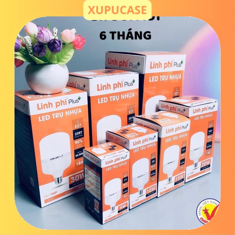 Bóng đèn LED 50w 40w 30w 20w 10w 5w siêu sáng tiết kiệm điện, LED BULB trụ LINH PHI chống nước BẢO HÀNH đổi mới 6 tháng