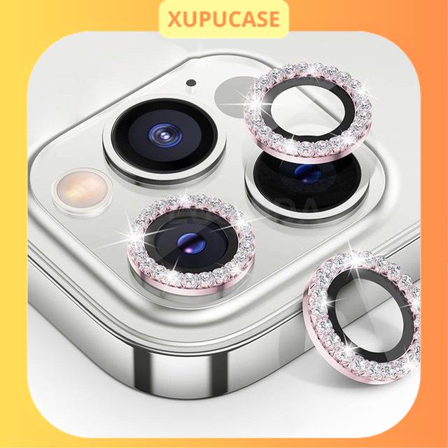 Mắt bảo vệ camera đính đá kèm hộp màu cầu vồng, bạc, đen 11/12/13/14/mini/pro/promax/plus